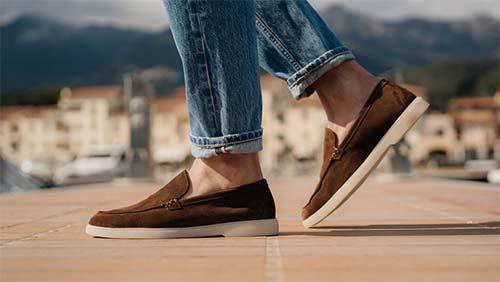 کفش لوفر جیر قهوه‌ای (Brown Suede Loafer)