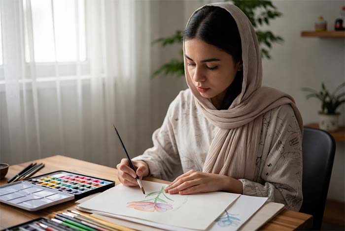 نقاشی با آبرنگ یا اکریلیک